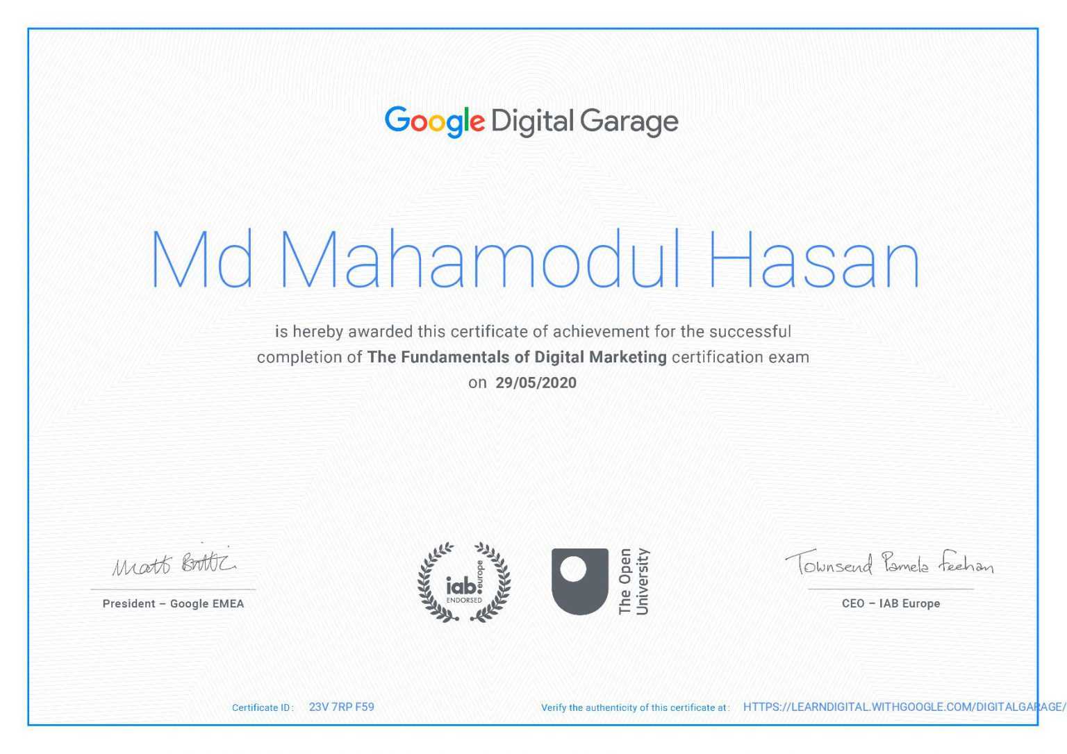 Google cirtificate Hasan Sumon